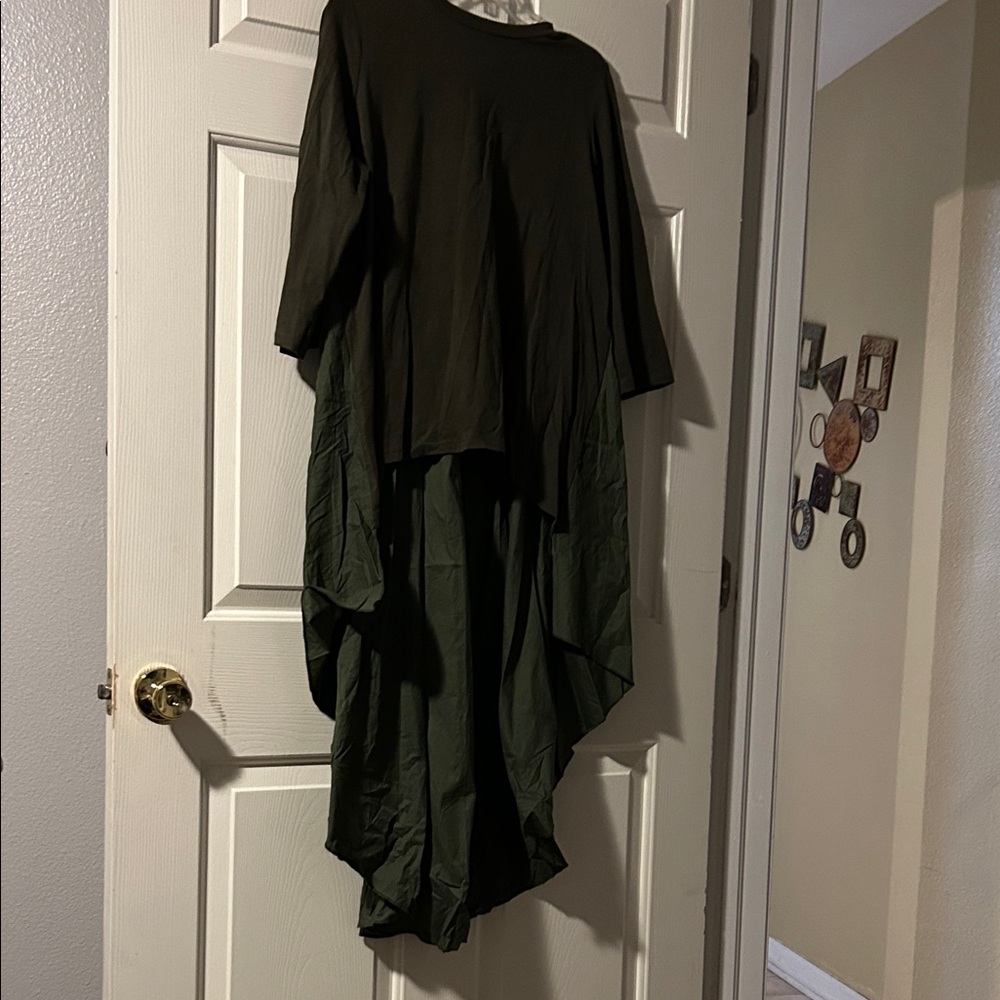 Olive Green Women’s Asymmetric Draped Top